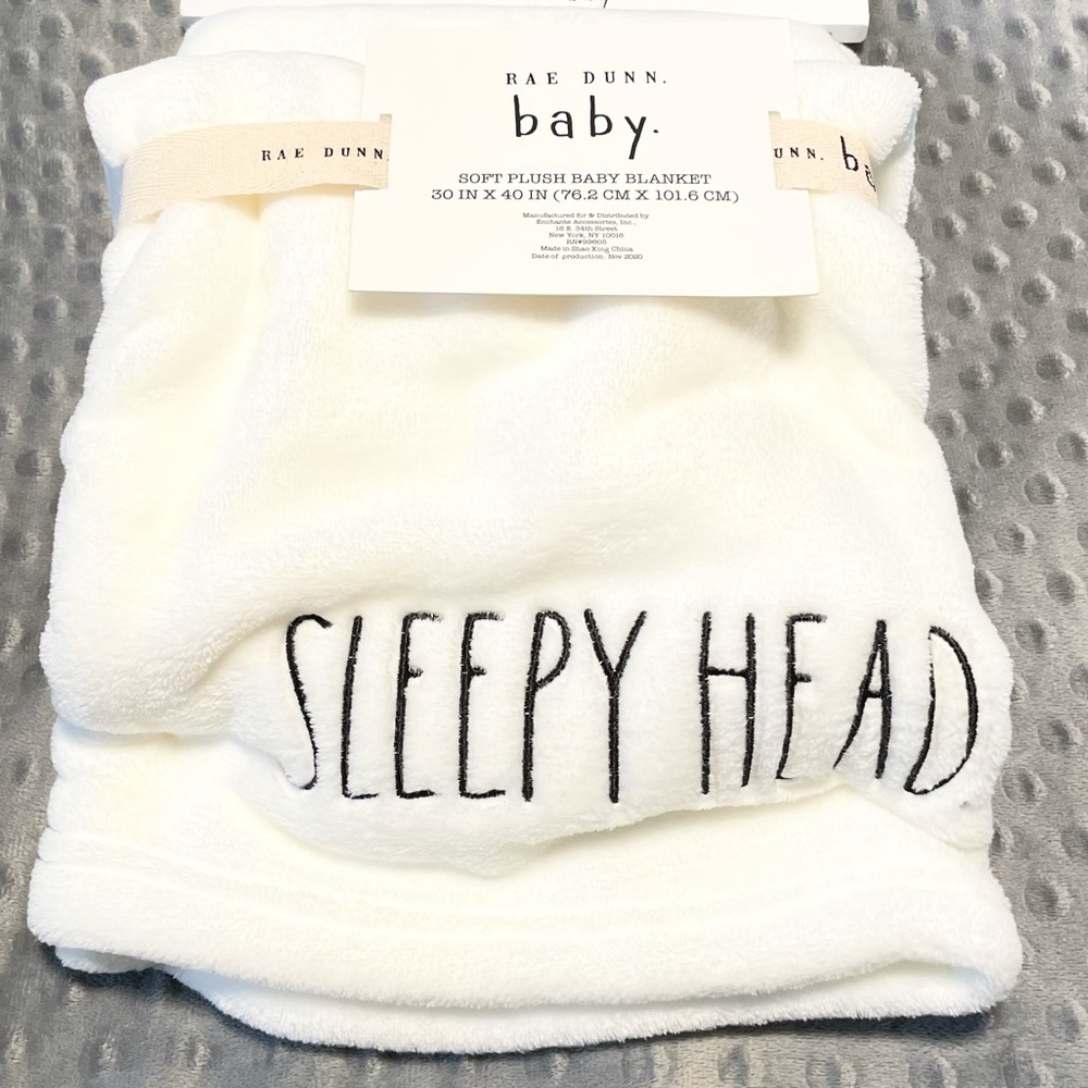 🆕Rae Dunn Baby Plush SLEEPYHEAD Blanket - Picture 4 of 4